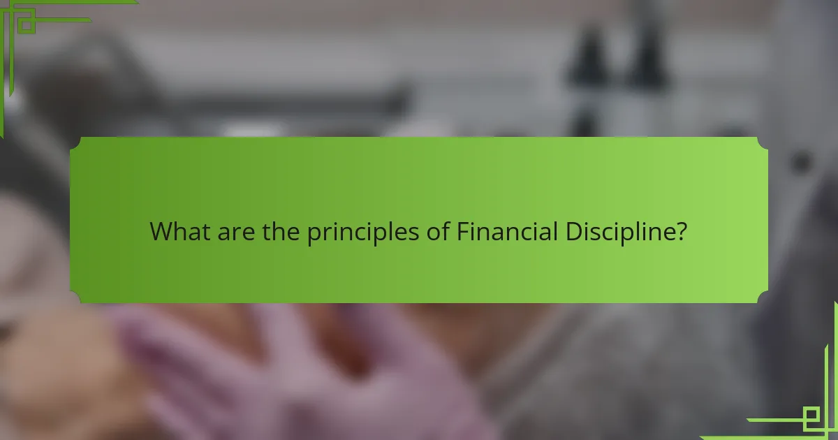 What are the principles of Financial Discipline?