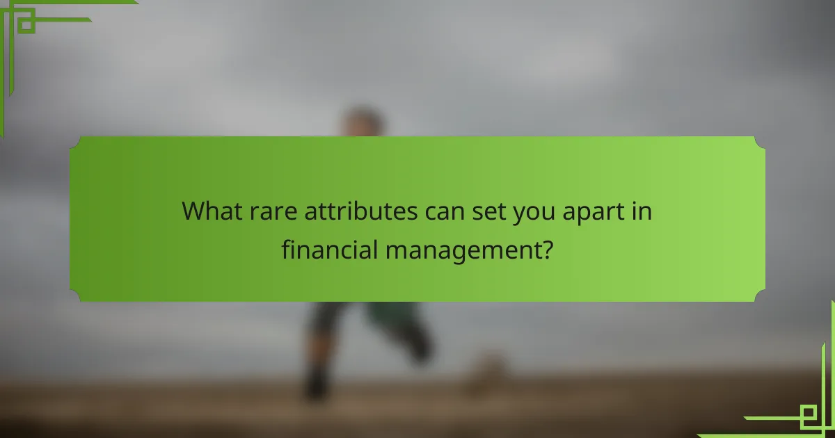 What rare attributes can set you apart in financial management?