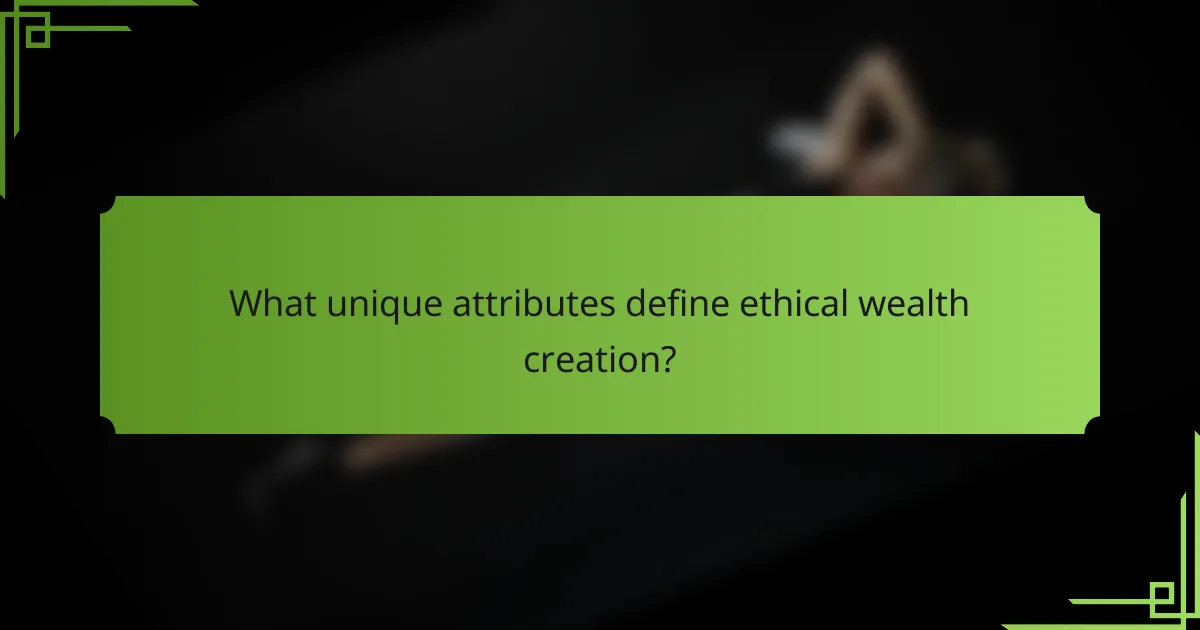 What unique attributes define ethical wealth creation?