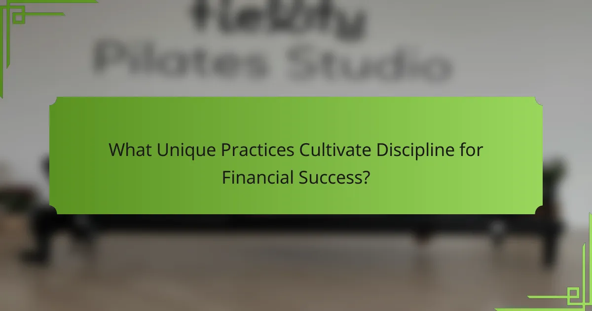 What Unique Practices Cultivate Discipline for Financial Success?