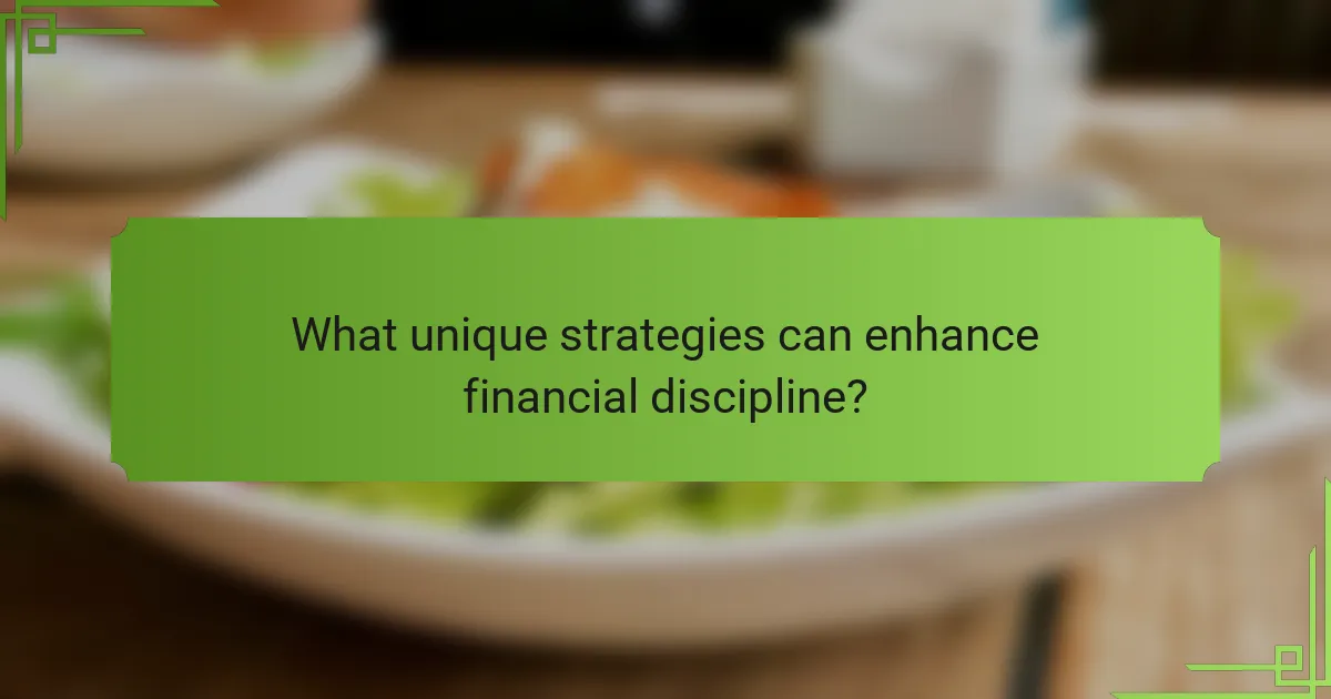 What unique strategies can enhance financial discipline?