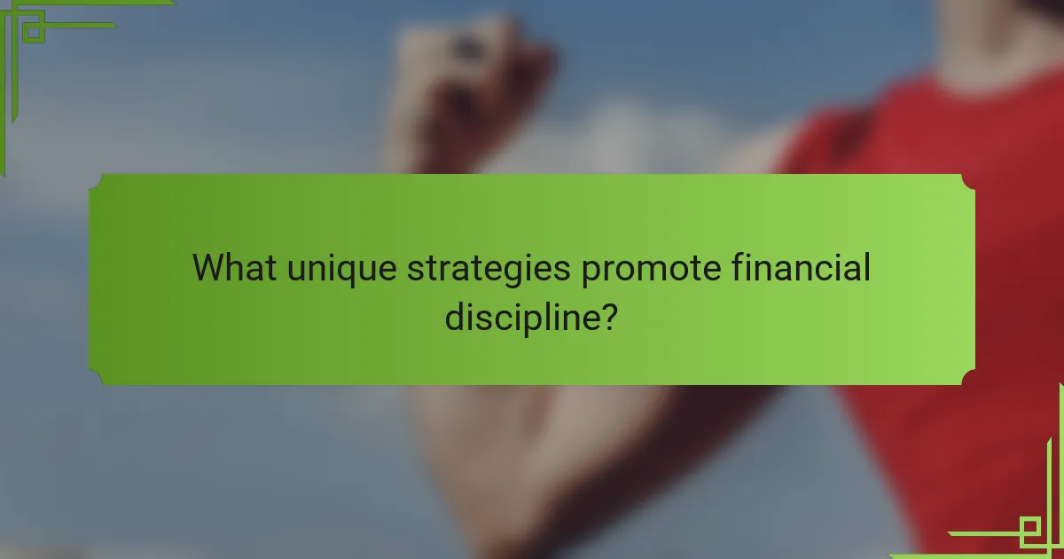 What unique strategies promote financial discipline?