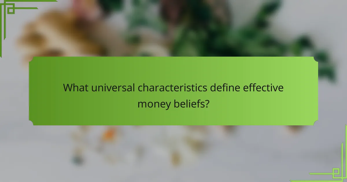 What universal characteristics define effective money beliefs?